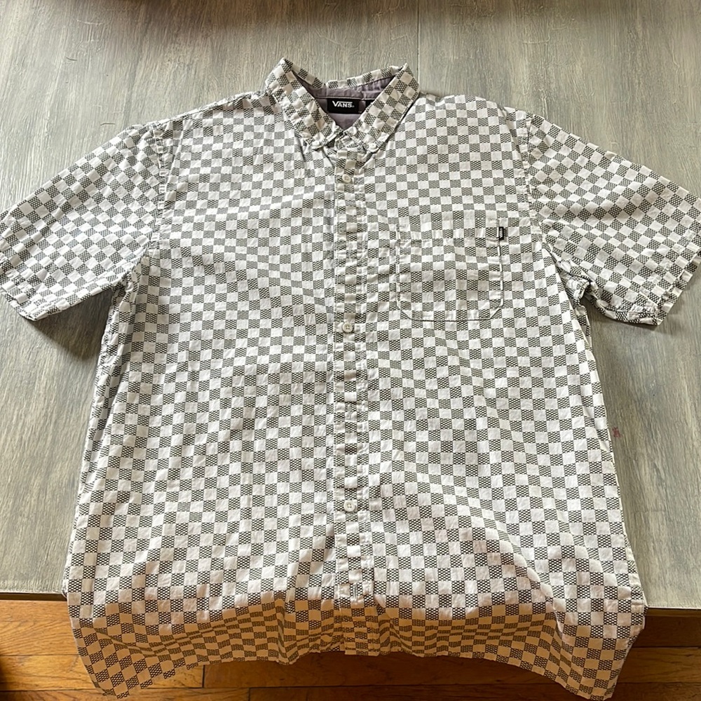 Men’s Vans Graphic Button Down (White/Black)